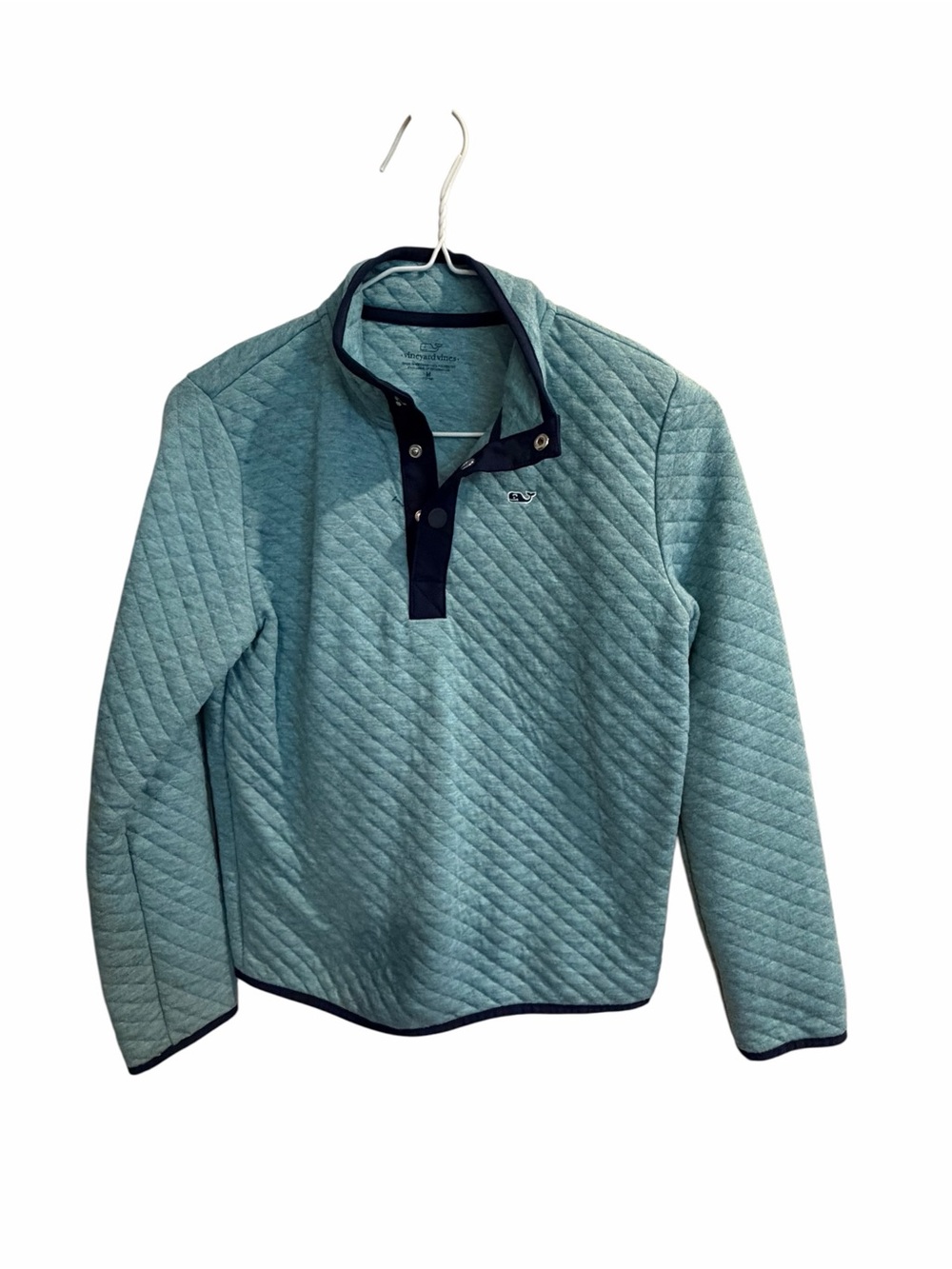 Vineyard Vines Boys Quilted Pullover Sweater - Light Teal